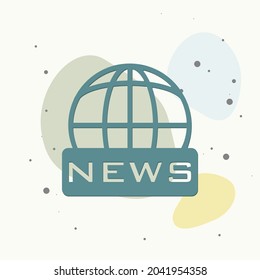 Vector icon world news.Image inscription news on the globe on multicolored background. Layers grouped for easy editing illustration. For your design.