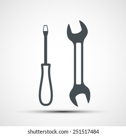 Vector icon of wrench and screwdriver
