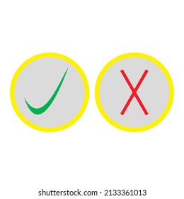 vector icon x and check mark on a white background