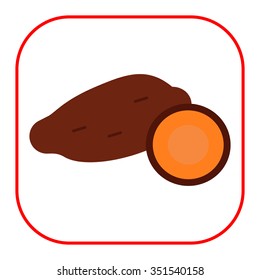 Vector icon of yam tuber and cut yam half