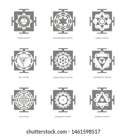 Vector icon with Yantra Hinduism symbols