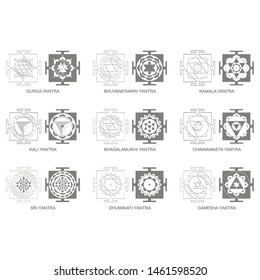 Vector icon with Yantra Hinduism symbols