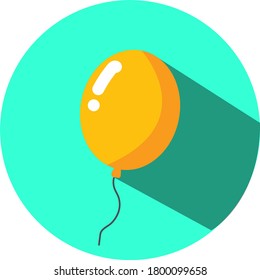 Vector icon with yellow balloon, ballon. Cute vector icon. Balloon icon. Birthday icon. Celebration sign. Vector sign/symbol. Vector illustration.