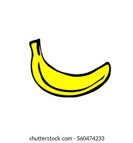 Vector icon - a yellow banana on a white background