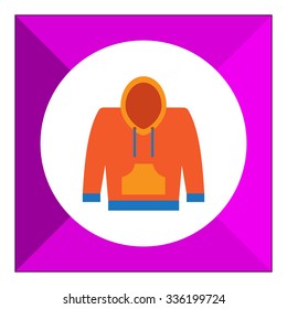 Vector icon of yellow and blue hoody sweatshirt