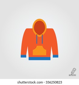Vector icon of yellow and blue hoody sweatshirt