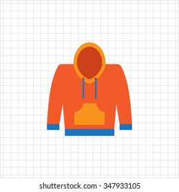 Vector icon of yellow and blue hoody sweatshirt