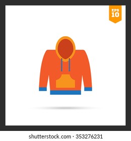 Vector icon of yellow and blue hoody sweatshirt
