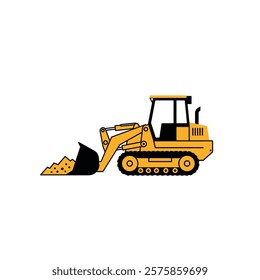 Vector icon of a Yellow Bulldozer With a Shovel.