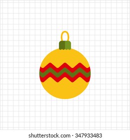 Vector icon of yellow Christmas ball with line ornament