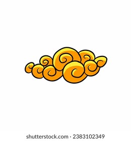 vector icon of yellow clouds on a white background for poster design, cute icon illustration