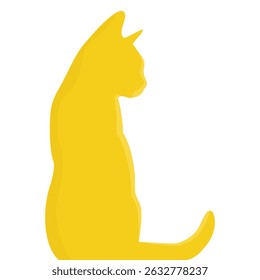 Vector icon of a yellow or golden cat silhouette. Minimalist animal design isolated on white background