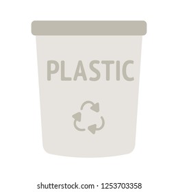 Vector icon of yellow waste bin with recycling sign