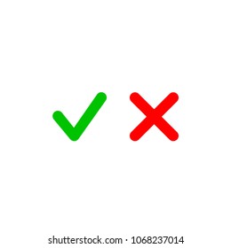vector icon yes and no, red X and a green tick