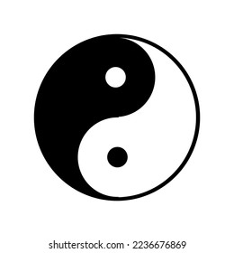 Vector icon yin and yang. Black and white yinyang, white background.