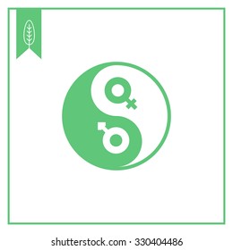 Vector icon of yin yang symbol with male and female gender signs