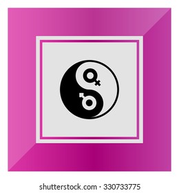 Vector icon of yin yang symbol with male and female gender signs