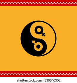 Vector icon of yin yang symbol with male and female gender signs