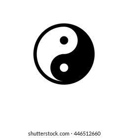 Vector icon Yin Yang symbol. Flat design with long shadow and space for your text. Illustration.