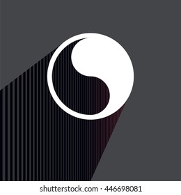 Vector icon Yin Yang symbol. Flat design with long shadow and space for your text. Illustration.