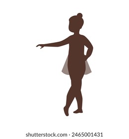 Vector icon of a young ballerina, made in black and white style. An ideal illustration for sports and lifestyle themes, depicting the outline of a child in a ballet dance pose.