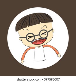 vector icon of young boy laughting