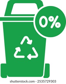 Vector icon of Zero waste. This icon features a recycling bin with a zero waste symbol, promoting the concept of reducing waste to achieve a sustainable lifestyle.