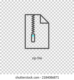 Vector Icon of zip file. Vector illustration in dark color and transparent background (png).