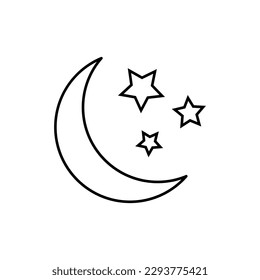 Vector. Icon.Astrology.Month.Moon.Stars.Sky.White Background.Line.Web Design.Social Networks.Print for Textile.Logo.Element for Design.Isolated.Space.Air.High.Packaging.Wrapper.Medium.Paper.EPS 10.