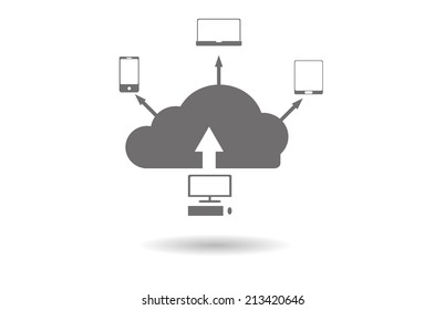 Vector icon-concept as a "cloud-office". Available data anytime