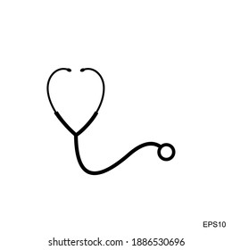 Vector icon.flat design heart shape Stethoscope medical instrument . health care love support logo. outbreak coronavirus symbol. save life pandemic. emblem support concep