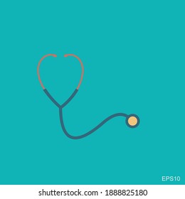 Vector icon.flat design heart shape Stethoscope medical instrument . health care love support logo. outbreak coronavirus symbol. save life pandemic. emblem support concep