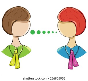 Vector icon-portrait of two women communicating on a white background