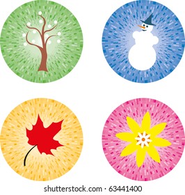 Vector icons of 4 Seasons - Summer, Spring, Autumn, Winter