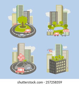 Vector icons about live nature in the city