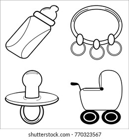 Vector icons. Accessories for baby