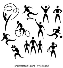 Vector icons of active healthy people