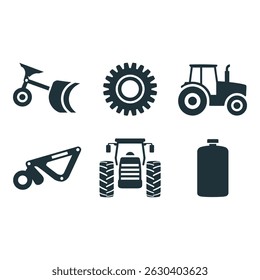 Vector Icons of Agricultural Machinery and Equipment