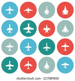 Vector icons of airplanes in flat style