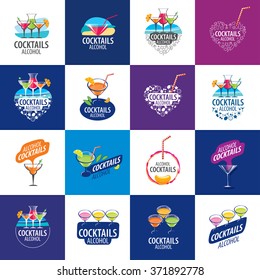 vector icons of alcoholic drinks by the glass