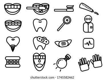 Vector icons are all about dentist.