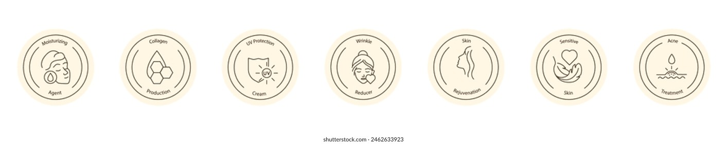 Vector Icons for Anti-Aging and Sensitive Skin Hydration