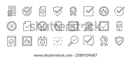Vector icons for approval and checklist applications.