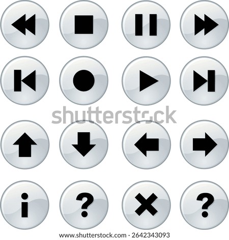 vector icons for apps, websites, and UI design. Includes phone, email, tools, play, pause, and more. Perfect for modern digital interfaces and mobile applications.