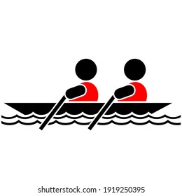 Vector icons associated with rowing, teamwork, team strength, representing team spirit