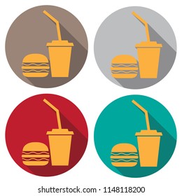 Vector Icons. A badge of hamburger and cola. Food and drink, Badge in a flat design. For the web concept and mobile devices.