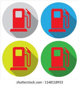 Vector Icons. A badge of petrol, a gas station. Badge in a flat design. For the web concept and mobile devices.