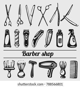 Iconos vectores para barbería