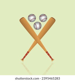 vector icons of baseball bats and balls crossed