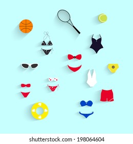 vector icons, beachwear and Games